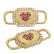 Brass Connector Tag with Heart & Zircon 10x24mm