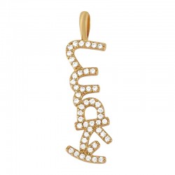 Pendentif en Laiton et Zircon « Lucky » 33 x 10 mm