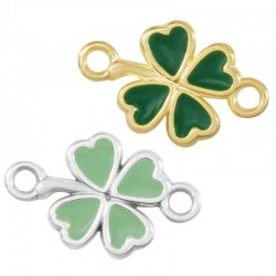 Zamak Lucky Connector Clover w/ Heart & Enamel 12x13mm