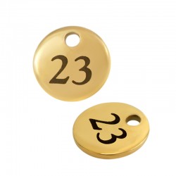 Stainless Steel 304 Lucky Charm Round "23" 8mm/0.8mm