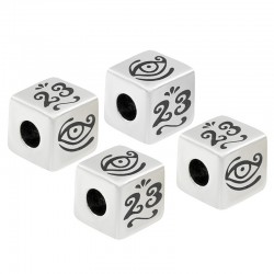 Brass Lucky Bead Cube "2023" w/Evil Eye 10mm (Ø5.2)