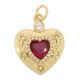 Colgante de Metal Latón Corazón con Circonitas 15x18mm