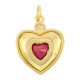 Ciondolo in Ottone a Forma di Cuore con Stelle e Zircone 15X18 mm