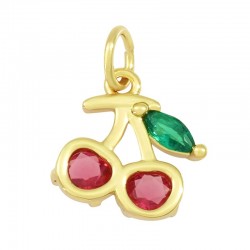 Charm en Laiton avec Zircon Cerise 8 x 10 mm