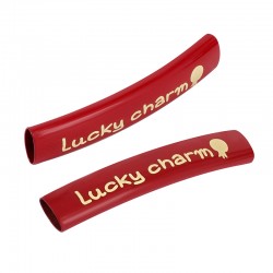 Brass Painted Tube "Lucky Charm" w/ Pomegranate 6x35mm