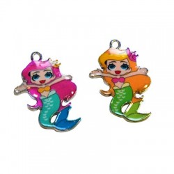 Zamak Enamel Charm Mermaid 21x24mm