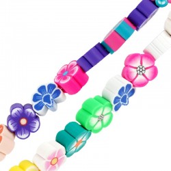 Polymer Clay Mosaic Slider Flower 10mm (Ø~2mm) (~40pcs)