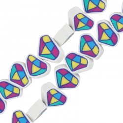 Polymer Clay Mosaic Slider Diamond 10mm (Ø~1.6mm) (~40pcs)