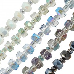 Glass Bead Faceted 6mm/ 3.5mm (Ø1.3mm) (~100pcs)
