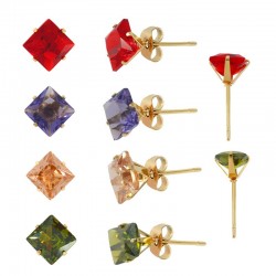 Boubles d'Oreilles avec Cristal 7.8mm en Acier Inoxydable 304