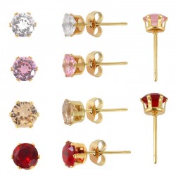 Boubles d'Oreilles avec Cristal 6.7mm en Acier Inoxydable 304
