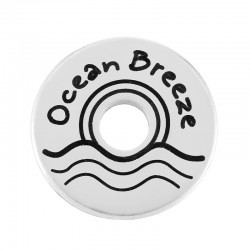 Brass Lucky Washer Round “Ocean” w/ Wave 20mm/1.9mm (Ø5.2mm)