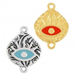 Zamak Connector Oval w/ Evil Eye & Enamel 20mm