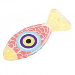 Plexi Acrylic Pendant Fish w/ Evil Eye 50x19mm