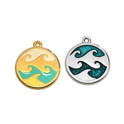 Zamak Charm Wave w/ Enamel 20mm