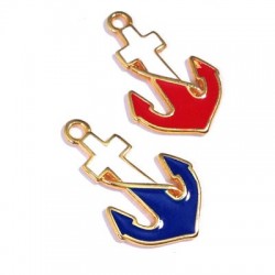 Metal Zamak Cast Charm with Enamel Anchor 14x19mm