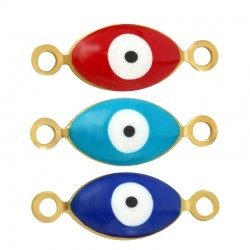 Stainless Steel 304 Connector w/ Evil Eye & Enamel 10x5mm