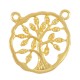 Brass Charm Round w/ Tree of Life & 2 Hoops 17mm