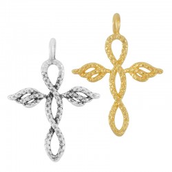 Brass Charm Cross 18x22mm