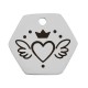 Stainless Steel 304 Hexagon w/ Heart Crown & Wings 15x13mm