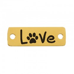 Stainless Steel 304 Connector “Love” w/ Paw 18x6mm/1.1mm
