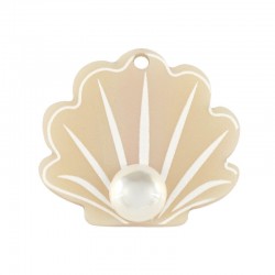 Plexi Acrylic Pendant Shell w/ Pearl 35x32mm