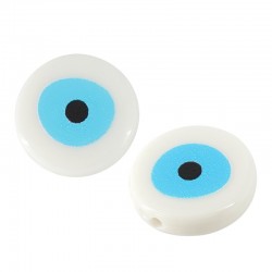 Acrylic Bead Round w/ Evil Eye 15x4mm (Ø2mm)