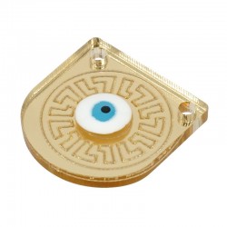 Plexi Acrylic Charm Geometrical w/ Evil Eye & Enamel 18mm