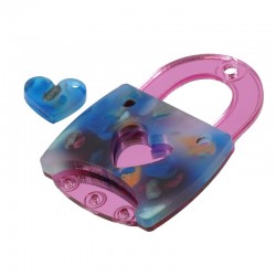 Plexi Acrylic Pendant Padlock 33x48mm & Charm Heart 13x12mm