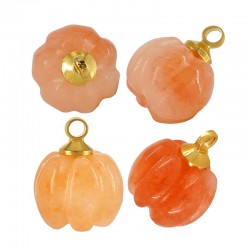 Semiprecious Stone Charm Pumpkin (~10x8mm)