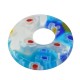Millefiori Glass Part Round Donut w/ Flowers 18mm