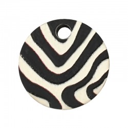 Wooden Charm Round w/ Lines 15mm