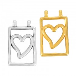 Zamak Charm Tag Frame w/ Heart & 2 Hoops 17x25mm