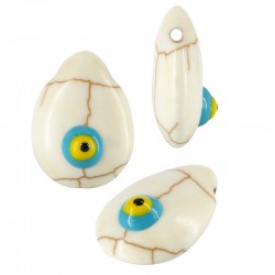 White Howlite Slider Drop w/ Evil Eye & Enamel 15x20mm