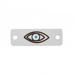 Stainless Steel 304 Tag w/ Evil Eye & Enamel 18x6mm/1.1mm