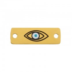 Intercalaire Étiquette avec Œil Porte-Bonheur & Émail 18x6/1.1mm en Acier Inoxydable 304