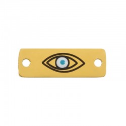 Stainless Steel 304 Tag w/ Evil Eye & Enamel 18x6mm/1.1mm