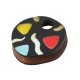 Wooden Charm Round w/ Triangles & Lines 12mm