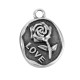 Zamak Charm Irregular Oval “LOVE” w/ Rose Flower 15x21mm