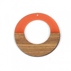 Pendente in Legno di Rosa e Resina Disco 49mm