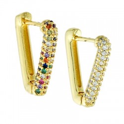 Brass Earring with Zircon 16x18mm/3mm