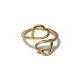 Brass Cast Finger Ring 2 Hearts 10x15mm