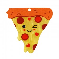 Plexi Acrylic Pendant Pizza w/ Face & Smile 50mm