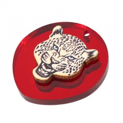 Wooden w/ Plexi Acrylic Pendant Round w/ Tiger 30mm