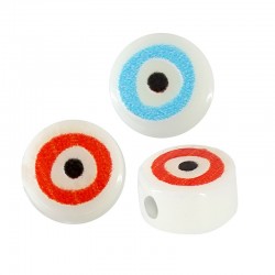 Plexi Acrylic Flat Bead Round w/ Evil Eye 8mm/4.5mm (Ø~2mm)