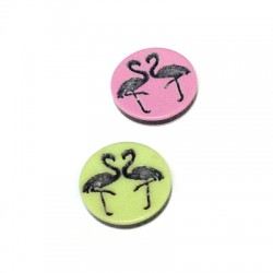 Cabochon Rond avec 2 Flamingos en Plexiacrylique 12mm