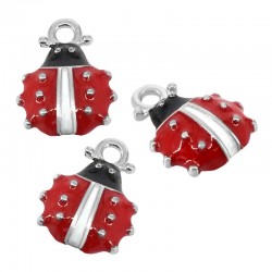 Enameled Zamak Charm Ladybug 10mm