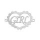 Μεταλλικό Μπρούτζινο Στοιχείο Καρδιά “GIRL” Μακραμέ 17x14mm