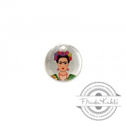 Brass Charm Round Frida Kahlo w/ Enamel 15mm (Ø1.4mm)