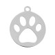 Stainless Steel 304 Charm Round w/ Paw 18mm